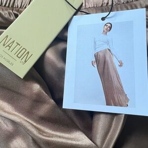 NWT Nation LTD Satin Maxi Skirt in Champagne Taupe